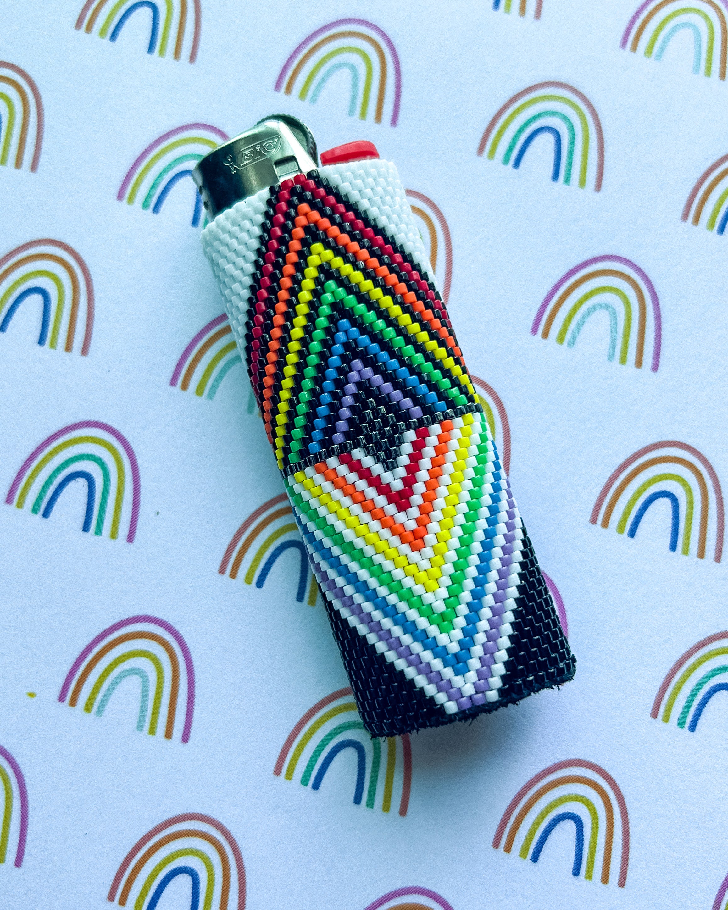 Large Two Tone Rainbow Diamond Lighter Case